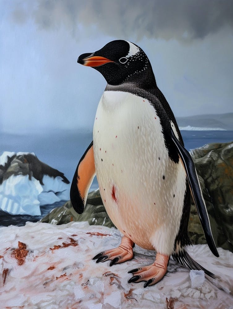 Adlie Penguin Petermann Island Oil Painting 3