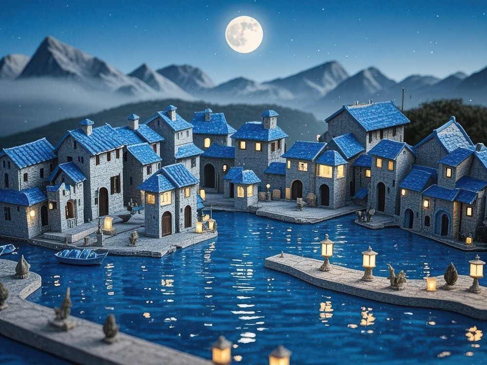 Miniature Village At Night 1