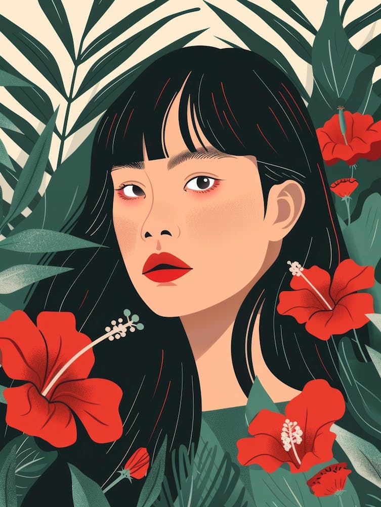 Asian Girl With Flowers 4