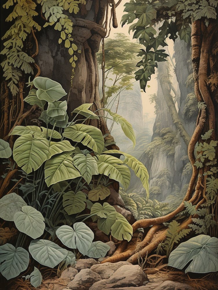 Vintage Jungle Botanical Illustration Philodendron 4