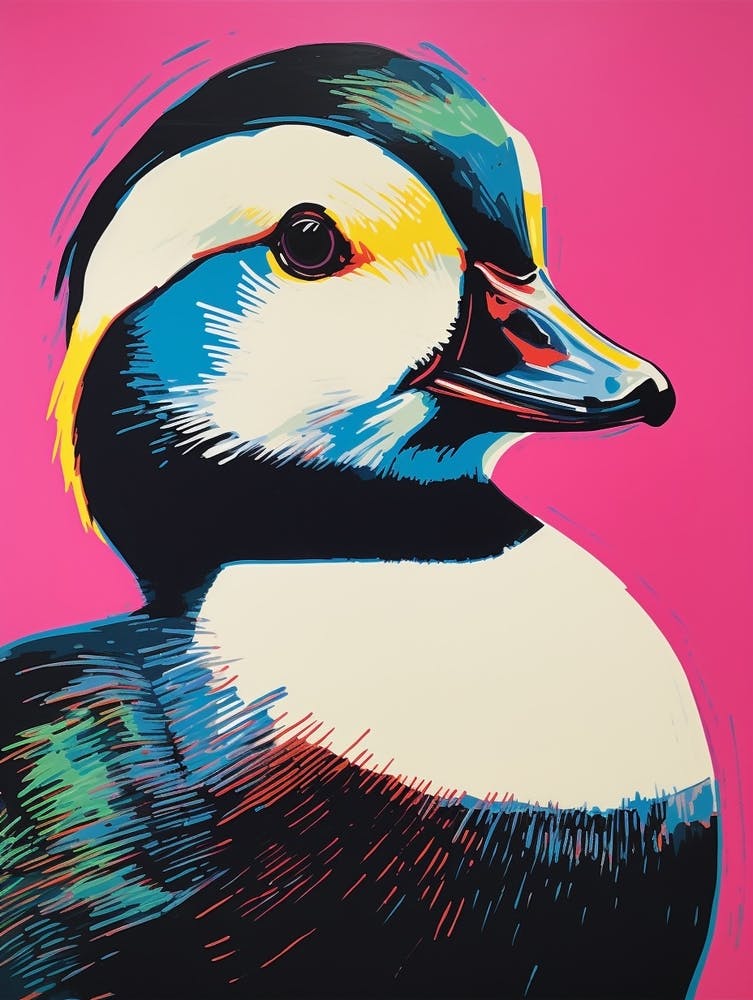 Andy Warhol Style Bird Bufflehead 1