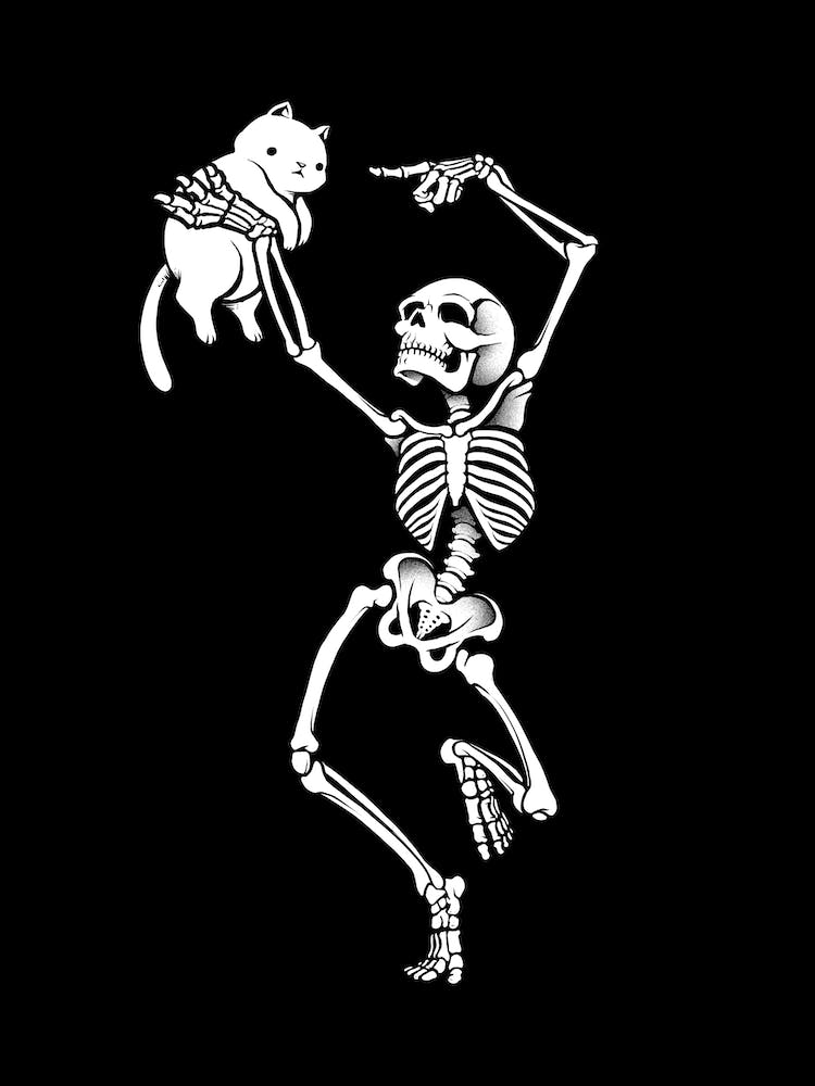 Dancing Skeleton With A Cat