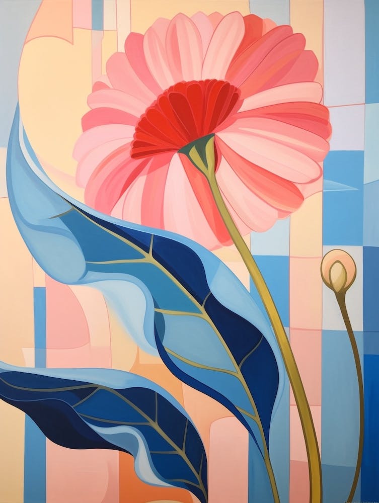 Gerbera Daisy 1 Hilma Af Klint Inspired Pastel Flower Painting