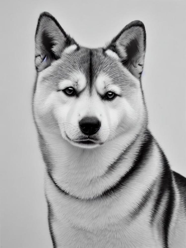 Shiba Inu B&W Pencil Dog
