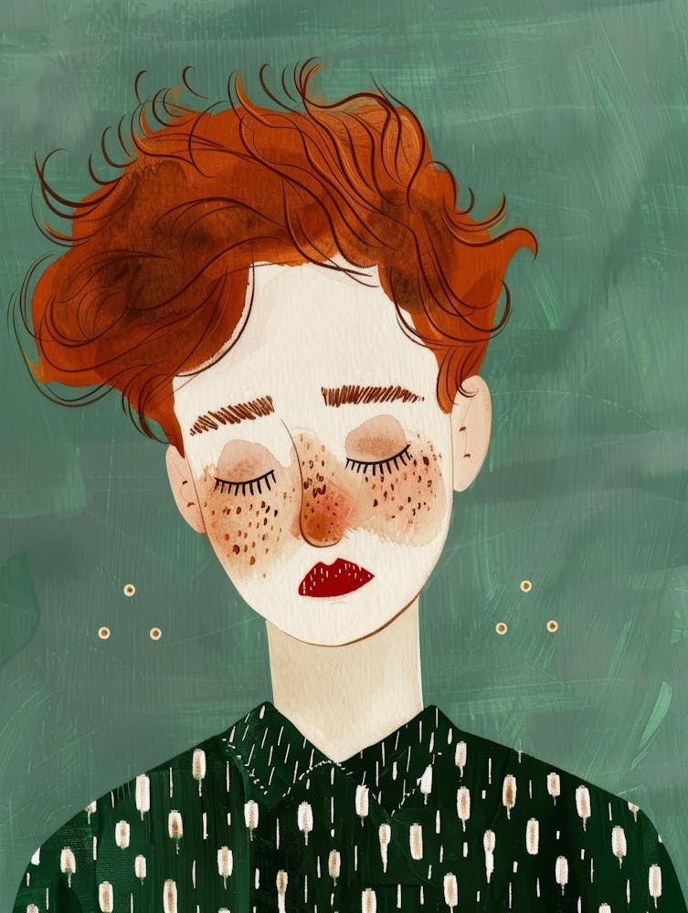 Illustration Of A Girl With Red Hair 2