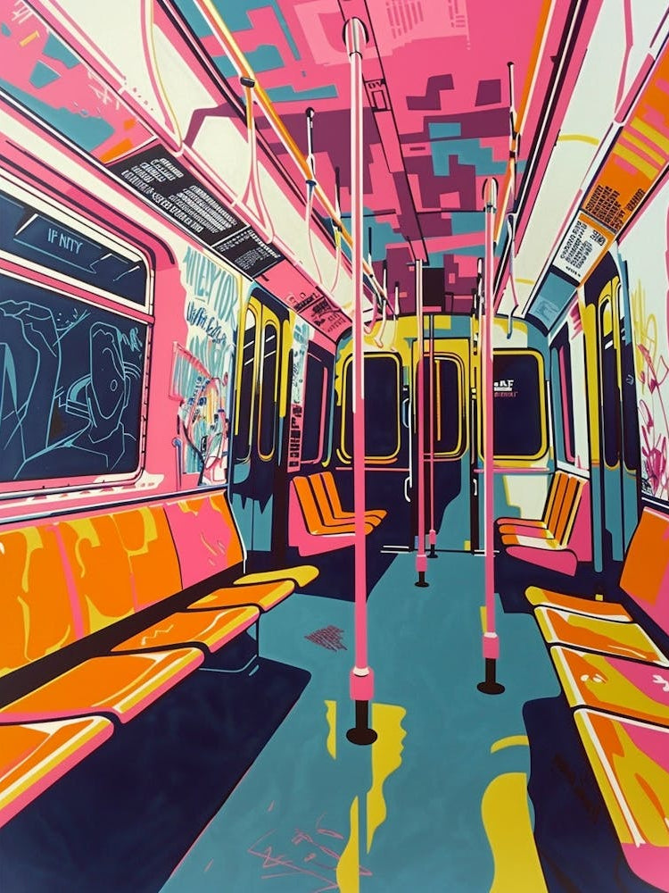 New York City Subway New York Colourful Silkscreen Illustration 2