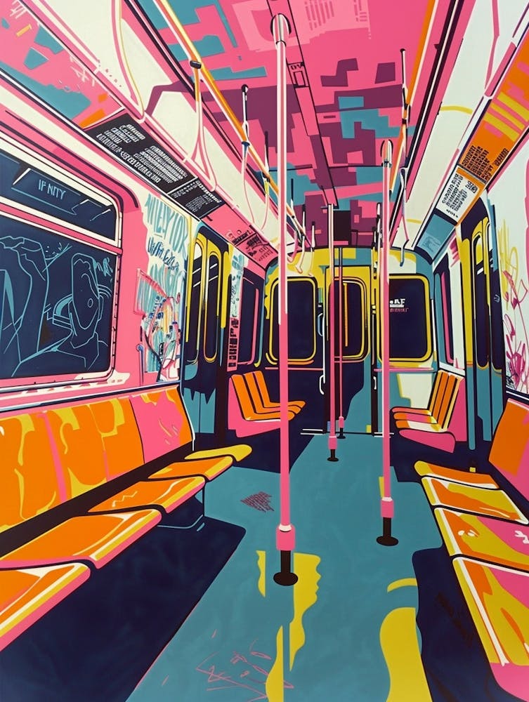 New York City Subway New York Colourful Silkscreen Illustration 2