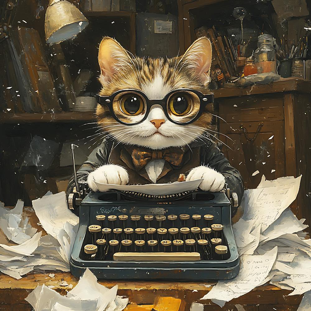 Funny Cat Writer Vintage
