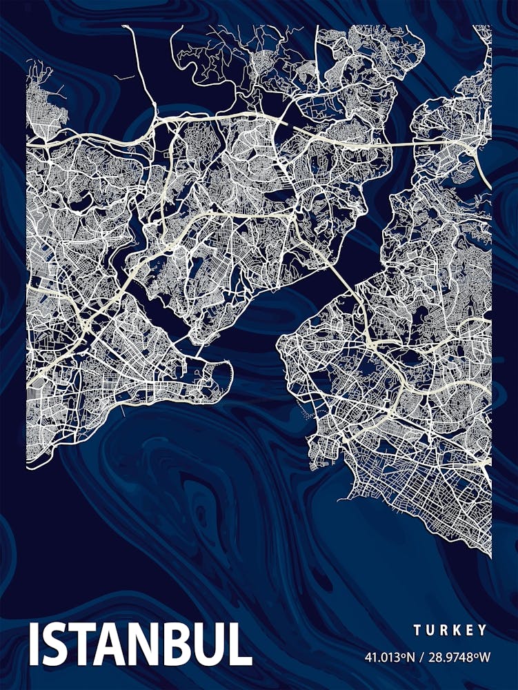 Istanbul Crocus Marble Map