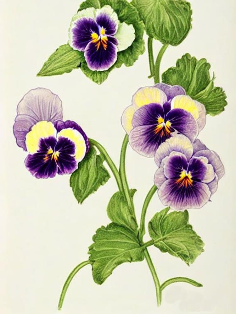 Pansy Vintage Botanical Flower