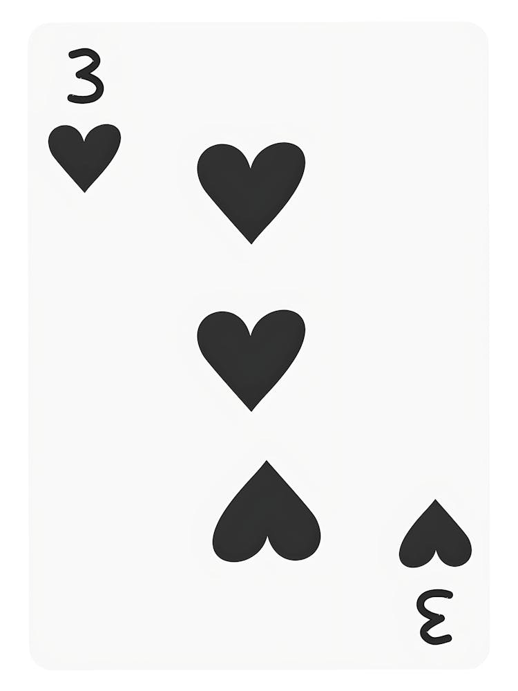 Three Hearts Playing Card