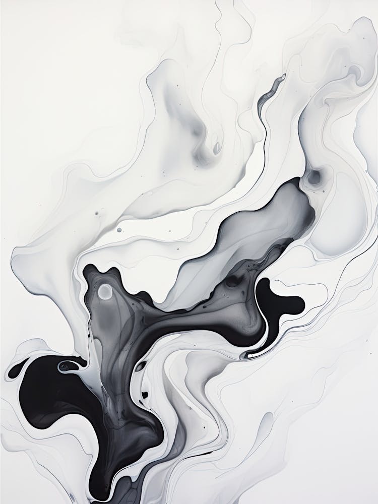 Black And White Flow Asbtract Painting 5