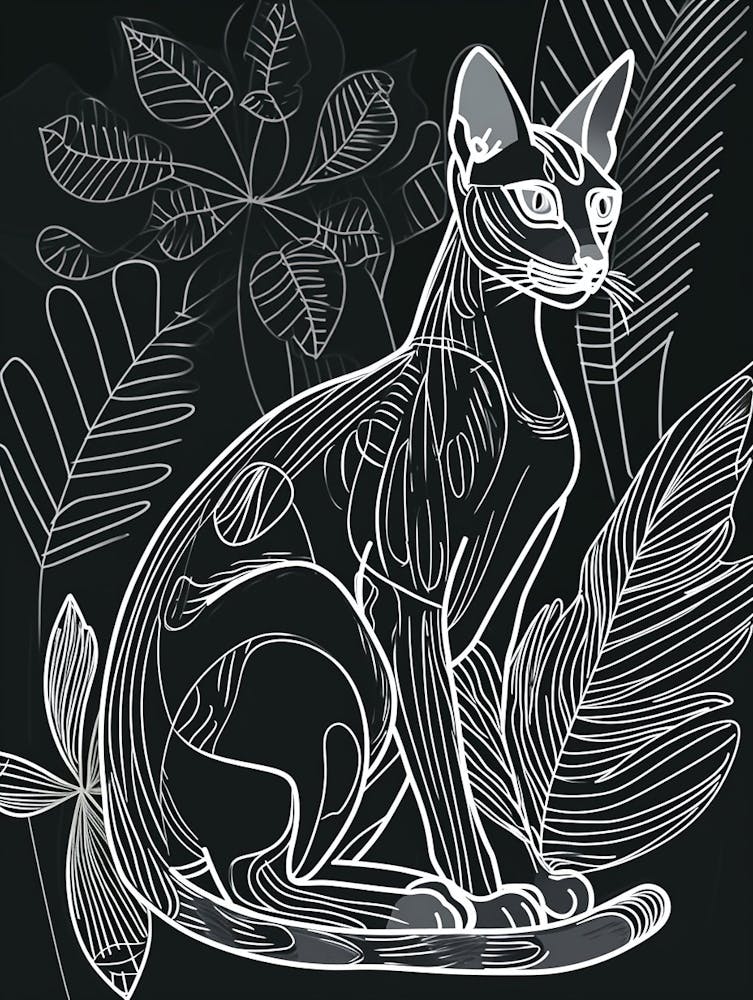 Egyptian Mau Cat Minimalist Illustration 4