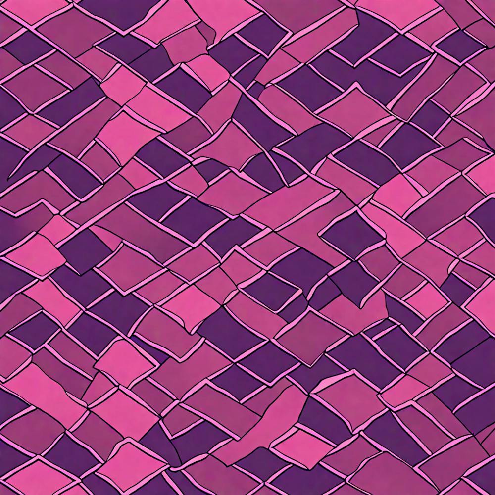 A Tile Pattern Featuring Abstract Geometric Shapes, Rustic Purple And Pink, Flat Art, 197