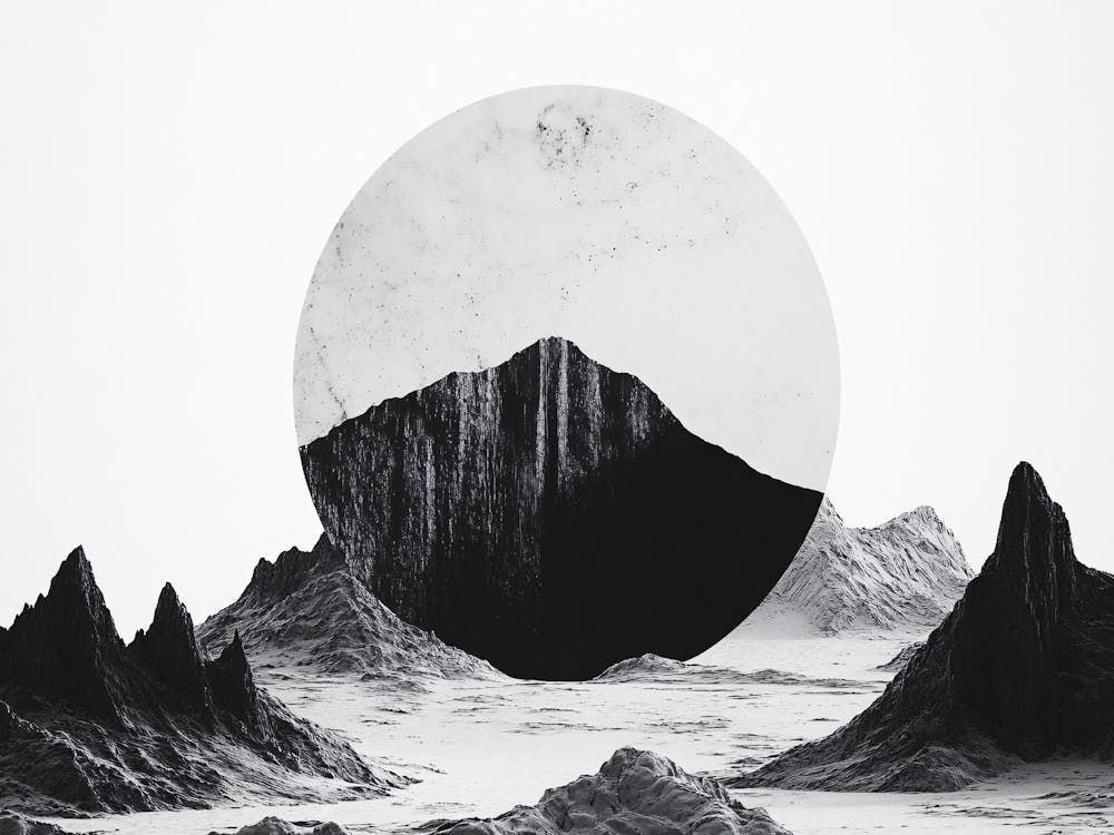 Black And White Mountain Landscape