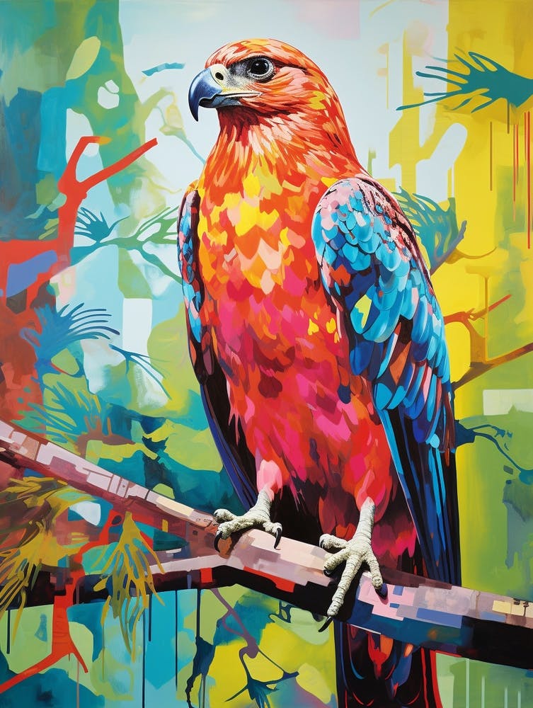 Colourful Bird Painting Red Tailed Hawk 3