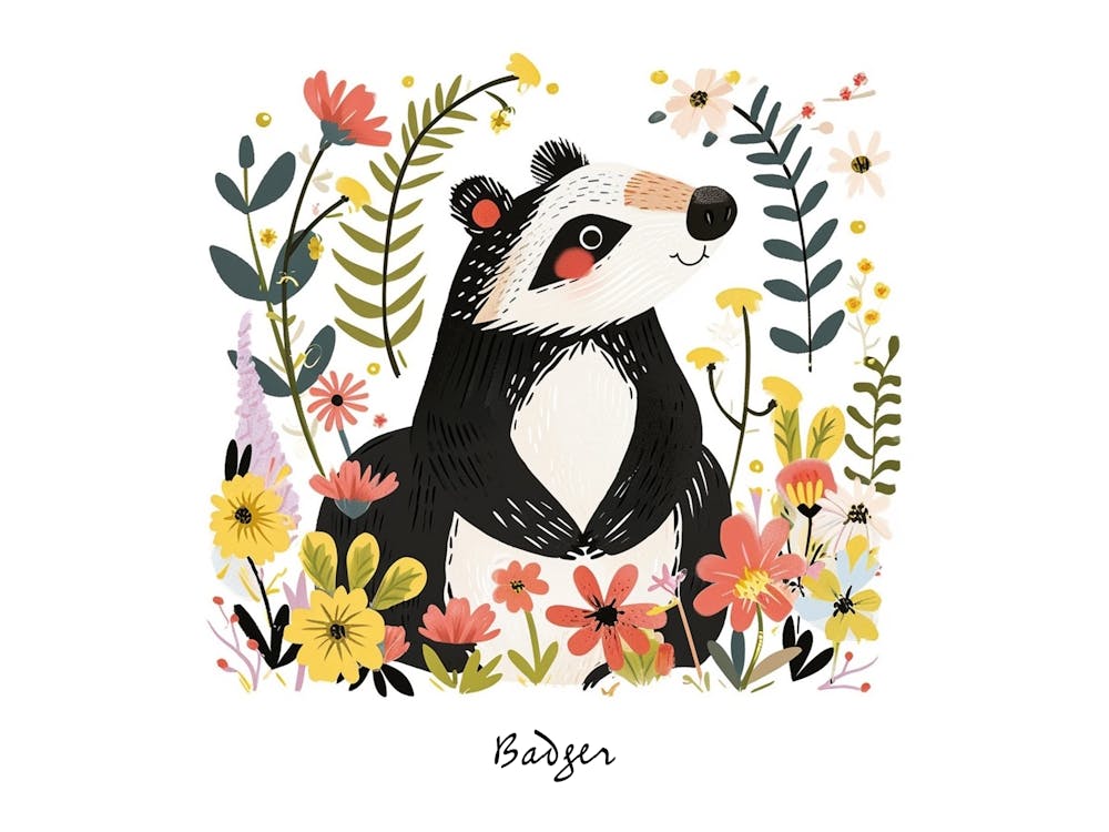 Little Floral Badger 4 Poster