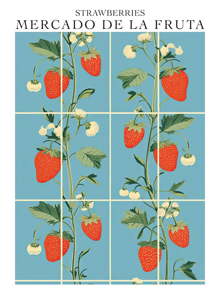Mercado De La Fruta Strawberries Illustration 5 Poster