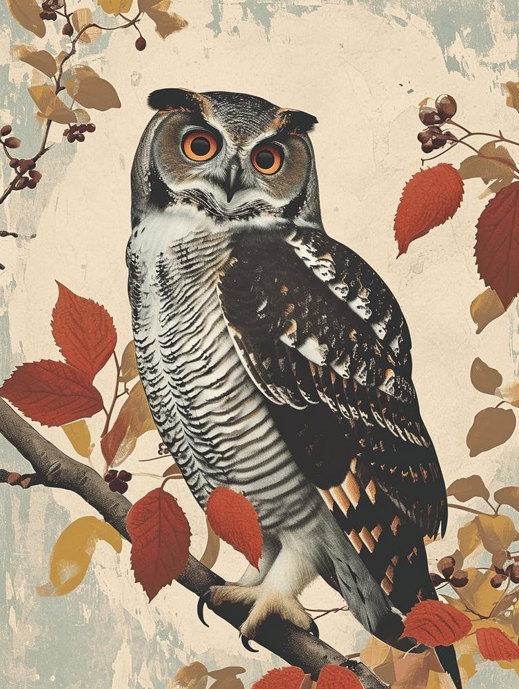 Northern Hawk Owl Vintage Illustration 4