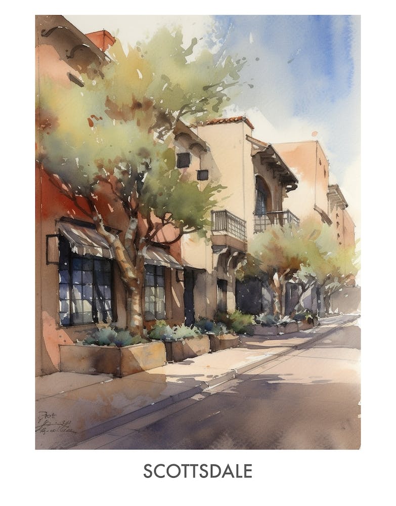 Scottsdale Watercolor 2travel Poster