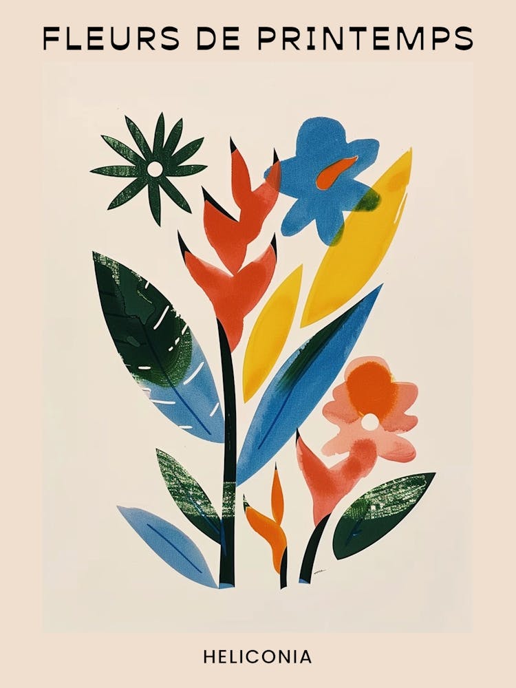 Spring Floral French Poster  Heliconia 3