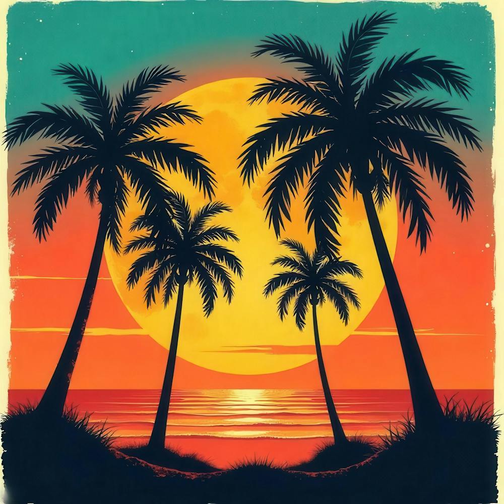 Sunset With Palm Trees 2