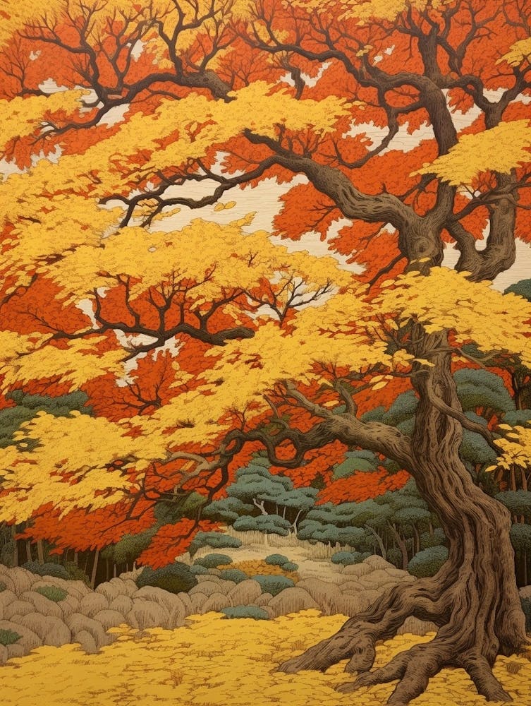 Katsura 3 Vintage Autumn Tree Print 