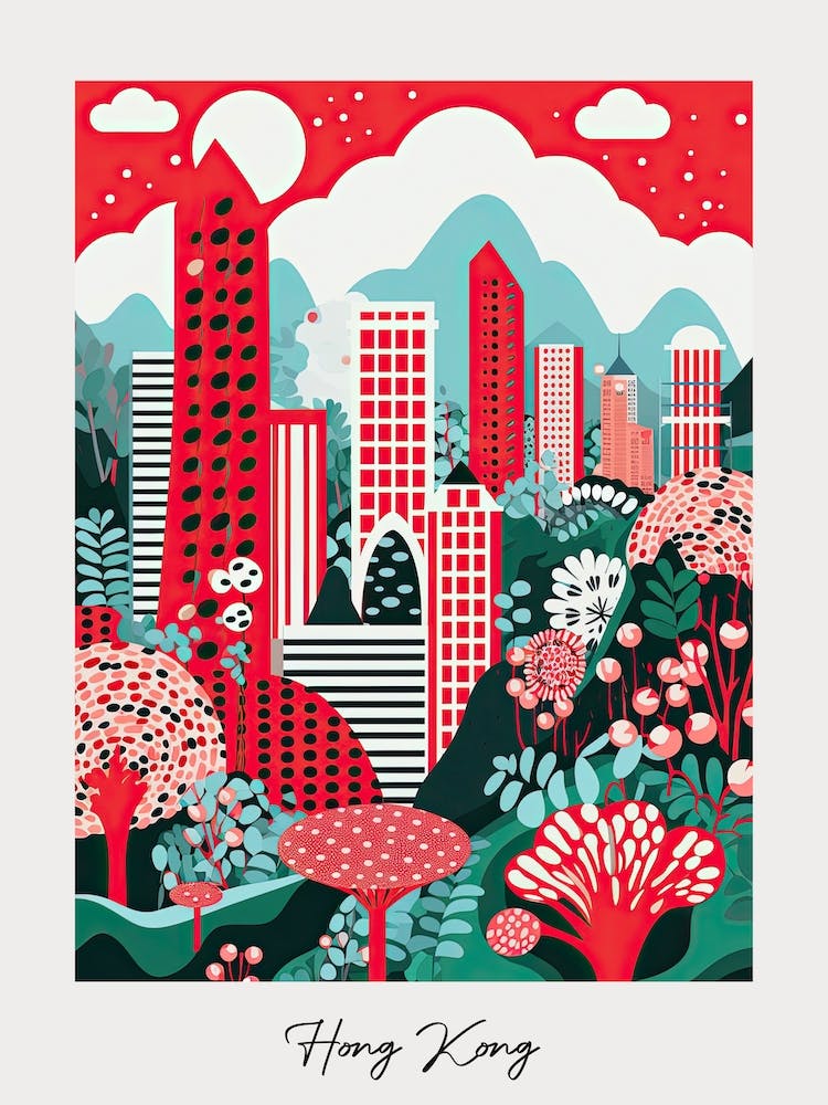 Poster Of Hong Kong, Illustration In The Style Of Pop Art 1