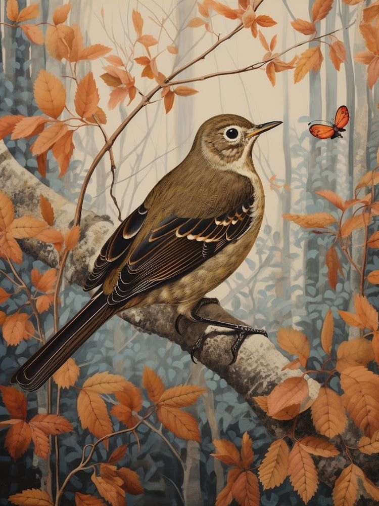 Dark And Moody Botanical Hermit Thrush 3
