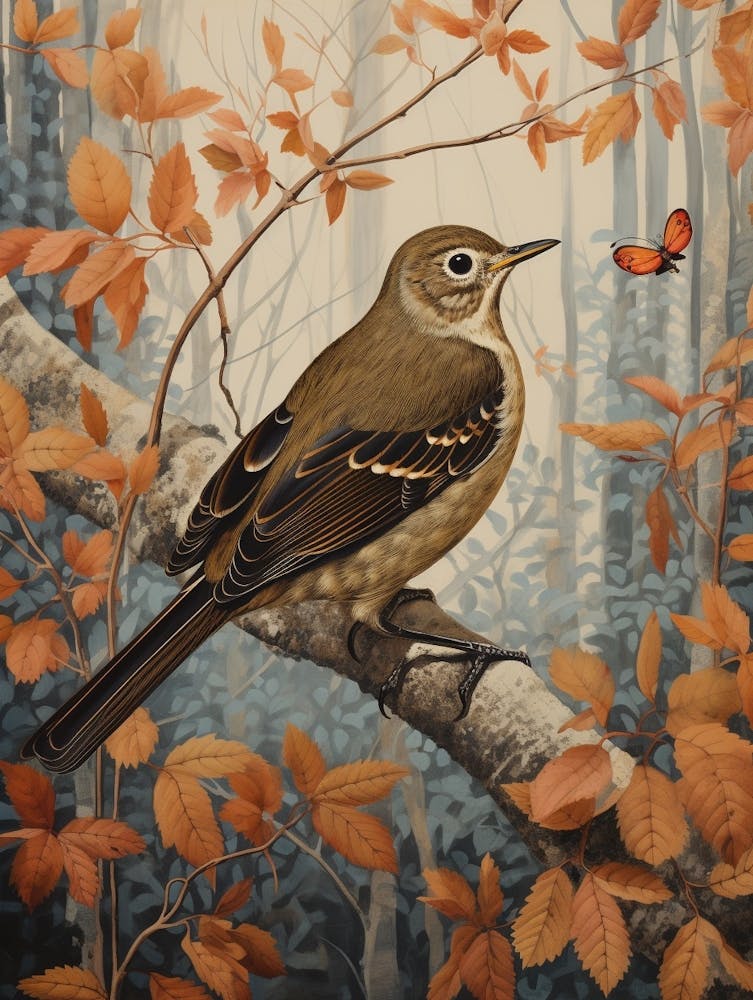 Dark And Moody Botanical Hermit Thrush 3