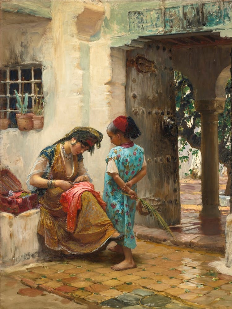 The Sewing Lesson, Frederick Arthur Bridgman