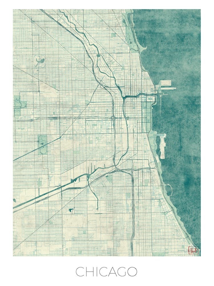 Chicago Map Vintage in Blue