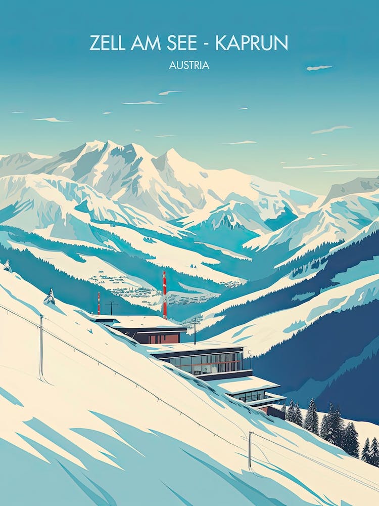 Poster Of Zell Am See   Kaprun   Austria, Ski Resort Illustration 3