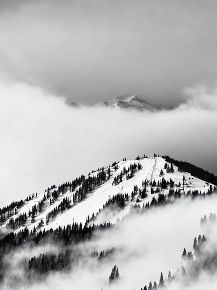 Telluride, Usa Black And White Skiing Poster