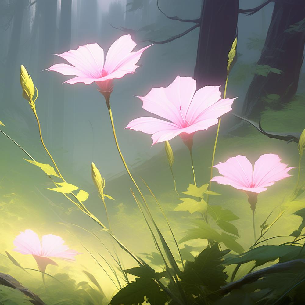 Pink Flowers In The Forest