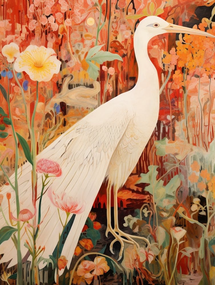 Egret 3 Detailed Bird Painting