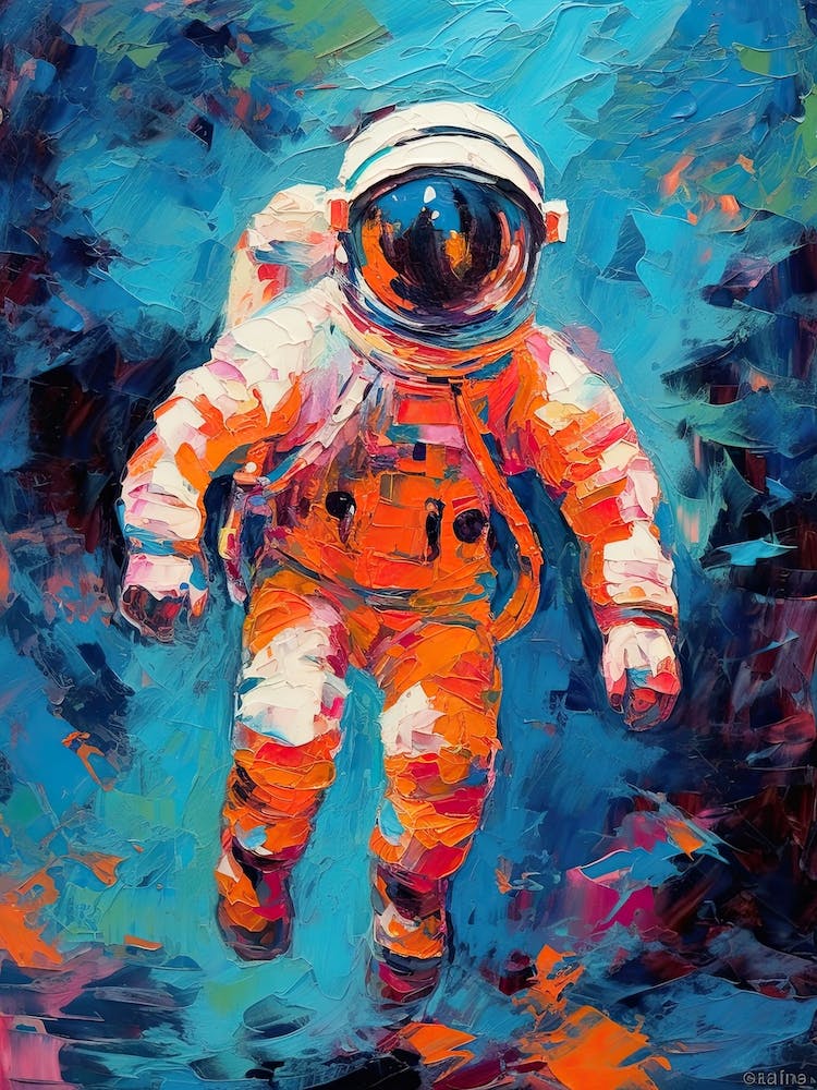 Astronaute - Peinture à l'Huile Colorée 2