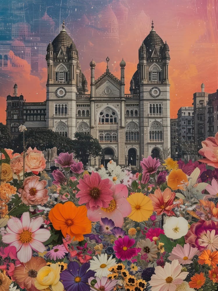 Mumbai   Floral Retro Collage Style 3