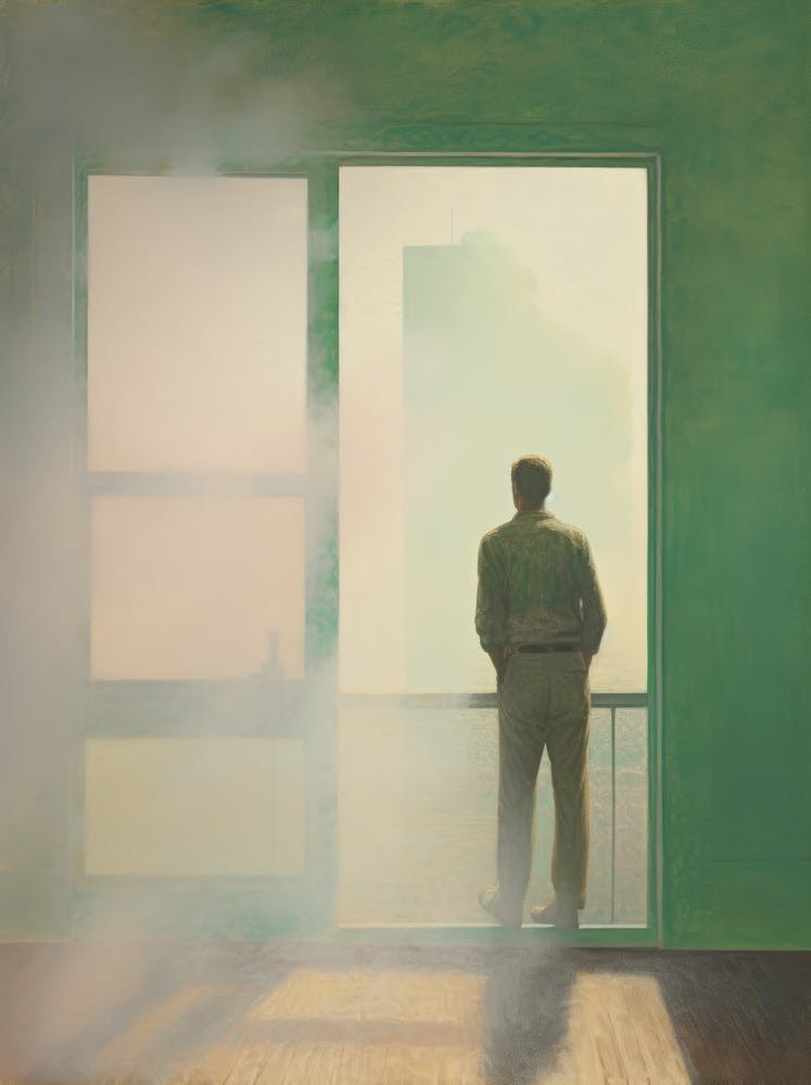 Man Looking Out Of A Window