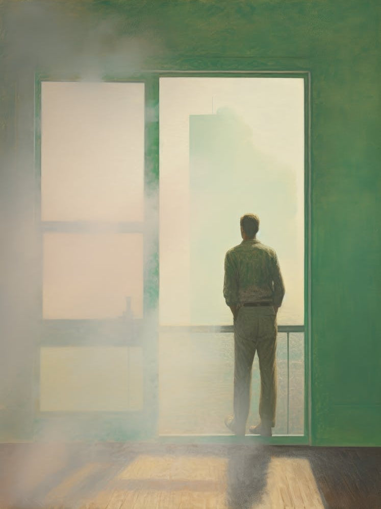 Man Looking Out Of A Window