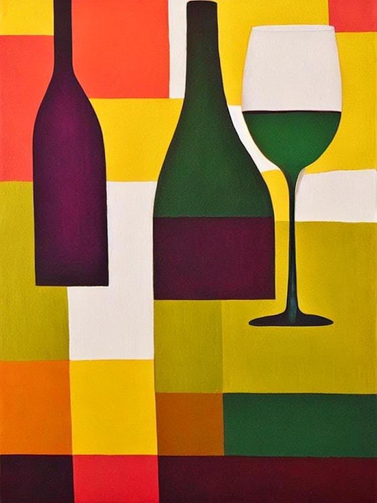 American Sparkling Wine Paul Klee Inspired Abstract Cocktail Poster