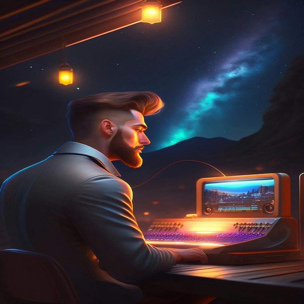 Man Working On A Laptop