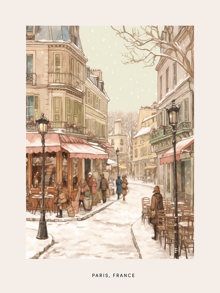 Vintage Winter Poster Paris France 7