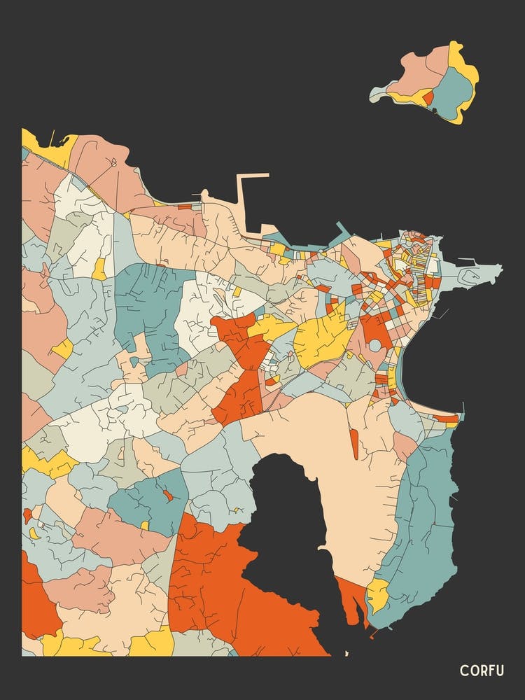 Corfu Greek Island Map