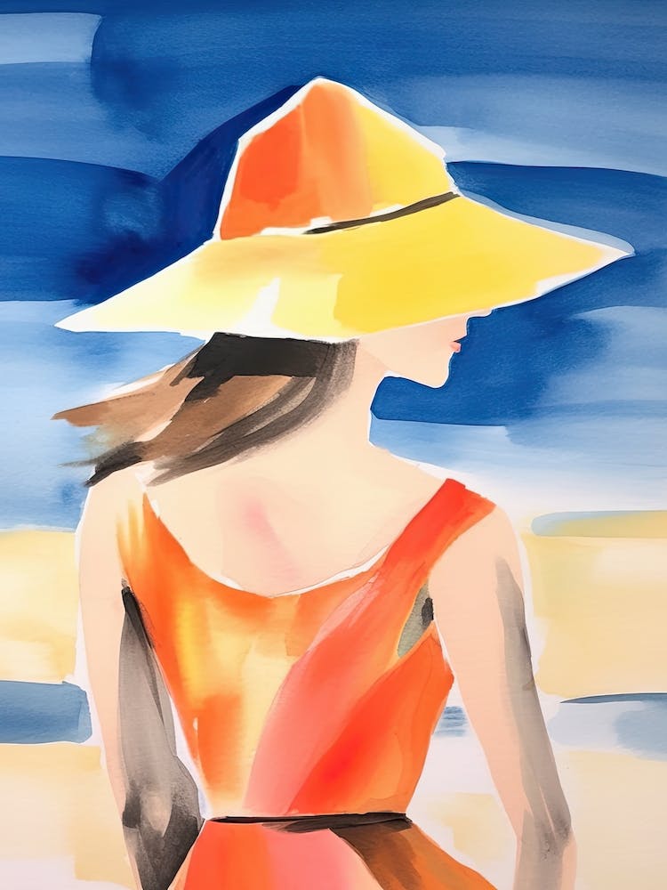 Watercolor Lady Enjoying Summer