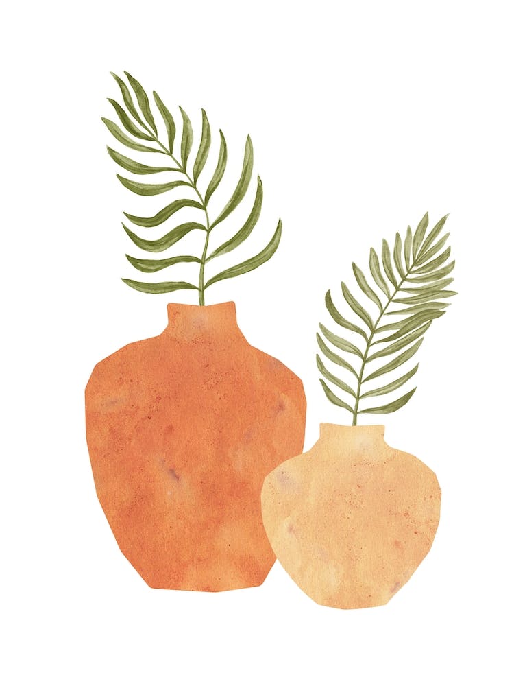 Vases With palm Leaves