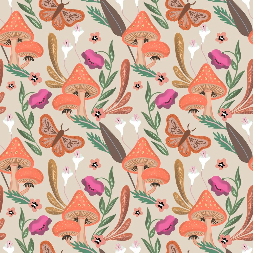 Mushrooms Red Pattern