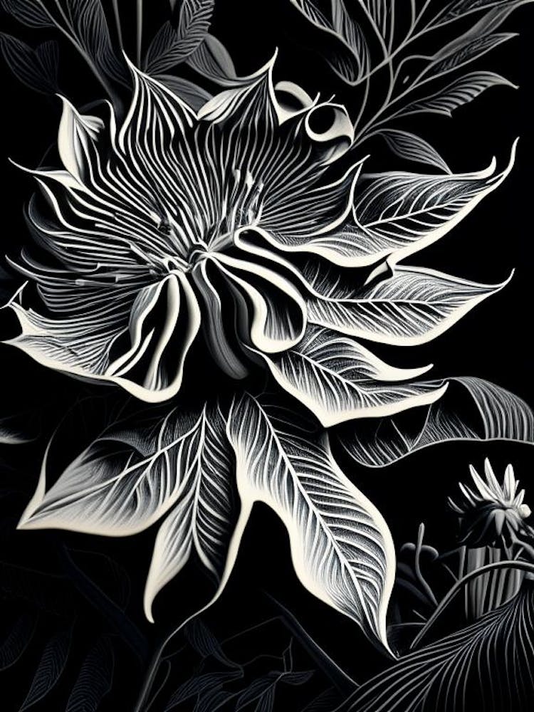 Feuille de Passiflore - Linogravure 4