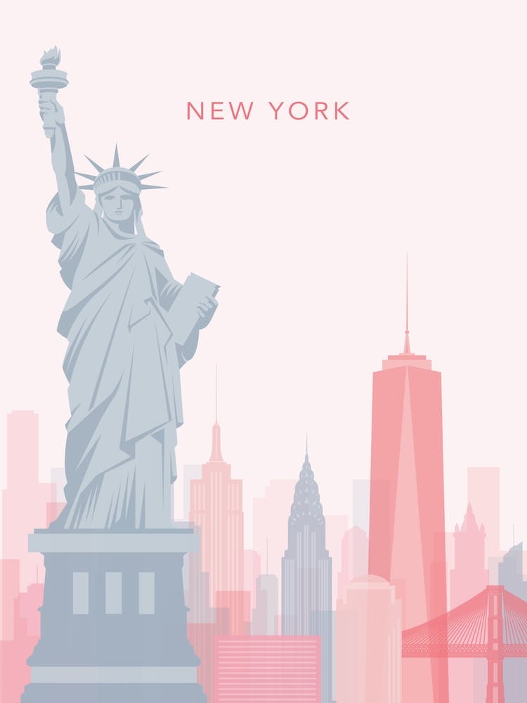 Pink And Blue New York Skyline