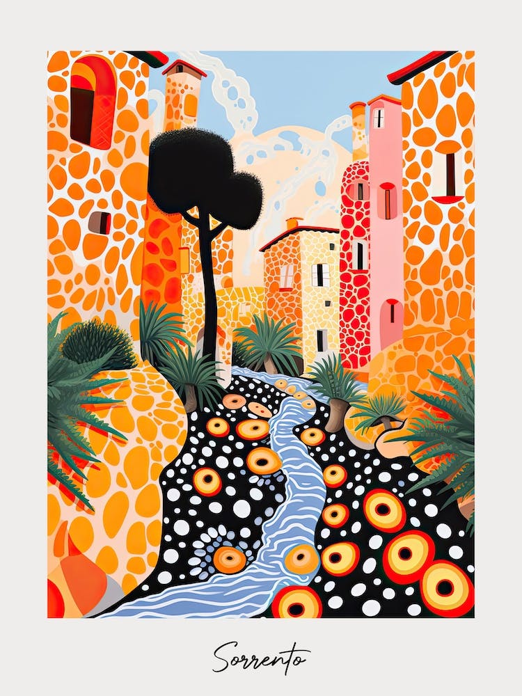 Poster von Sorrent, Italien, Illustration im Pop-Art-Stil 2